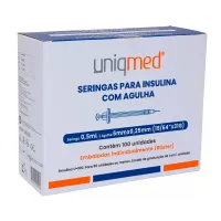 Imagem de Seringas Para Insulina 0,5ml Com Agulha 6mm 31G - UNIQMED